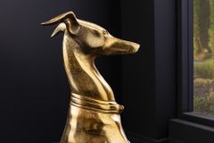 Design Skulptur GREYHOUND 70cm gold Metall Aluminium Windhund Figur