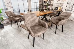 Edler Armlehnen Stuhl TURIN vintage taupe mit Ziersteppung