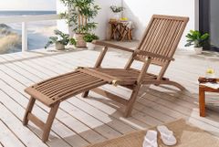 Massive Gartenliege EMPIRE TEAK 175cm natur Teakholz Deckchair verstellbar