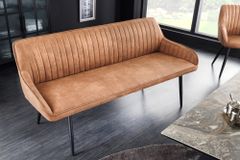 Design Sitzbank TURIN 160cm braun schwarz Metallbeine mit Armlehne