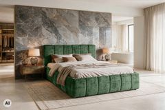 Design Boxbett ADLON 180x200cm petrol grün Chenille Cremona mit Stauraum und Lattenrost