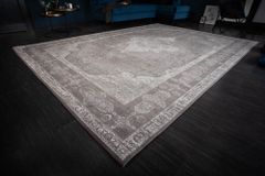 Orientalischer Baumwoll-Teppich PURE UNIQUE XXL 350x240cm antik-hellgrau geometrische Muster