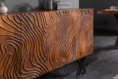 Handgearbeitetes Sideboard FLUID 160cm Mangoholz mit aufwendigen 3D Schnitzereien