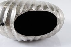 Design Tischlampe SHELL 60cm silber schwarz Metall Stoffschirm maritim