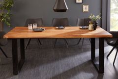 Massivholz Esstisch IRON CRAFT 180cm braun schwarz Sheesham stone finish Industrial