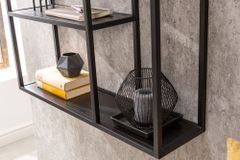 Industrial Wandregal SLIM LINE 90cm Esche schwarz fünf Regalböden