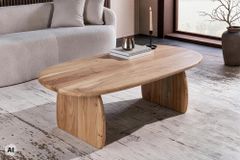 Design Couchtisch SCULPTURA 110cm natur Akazienholz organische Form
