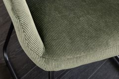 Design Stuhl MUSTANG grün Cord mit Armlehne schwarz Metallgestell