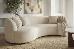 Modernes Sofa ATELIER 230cm beige Bouclé 3-Sitzer Couch inkl. Kissen