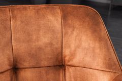 Design Stuhl LOFT rost braun Samt drehbar Metallgestell schwarz mit Armlehne