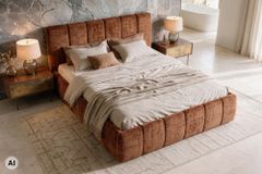 Design Boxbett ADLON 180x200cm rostbraun Chenille Cremona mit Stauraum und Lattenrost