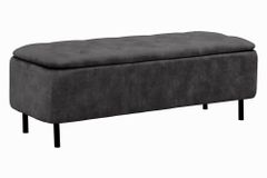 Extravagante Polsterbank EN VOGUE 120cm grau Samt mit Stauraum schwarze Metallbeine