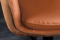 Drehbarer Design Barhocker BIG GEORGE cognac Echtleder höhenverstellbar mit Armlehnen