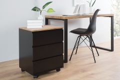 Moderner Rollcontainer BIG DEAL 46cm edelmatt schwarz Eiche