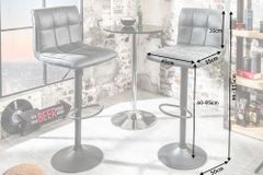 Höhenverstellbarer Barhocker MODENA vintage grau Microfaser Metall schwarz mit Lehne drehbar