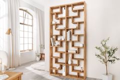 Massivholz Bücherregal JAVA 200cm natur Teakholz Standregal Raumtrenner recycelt