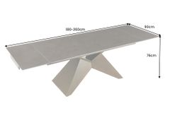 Design Esstisch DIAMOND 180-260cm rost Keramik Metallgestell bronze