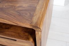 Massivholz Bürotisch CUBUS 120cm braun Sheeshamholz stone finish Schreibtisch