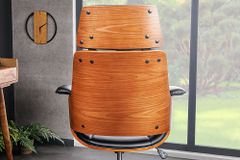 Höhenverstellbarer Bürostuhl MANHATTAN Kunstleder Walnuss mit Armlehne Retro Design