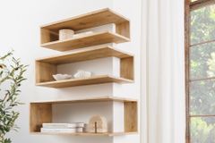 Massives 3er Set Wandregale SURREAL 65cm natur Außenecke Mangoholz