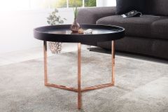Extravaganter Couchtisch MODULAR 60cm matt schwarz kupfer rund inkl. Tablett