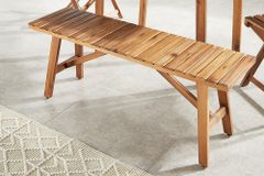Outdoor Sitzbank BALI 110cm natur honey Akazienholz wetterfest Balkonbank