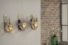 Extravagantes 3er Set Kleiderhaken FINGERS messing Metall-Aluminium Wandgarderobe