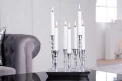 Kerzenständer MODERN BAROCK 30cm 7-flammig silber Aluminium poliert Kerzenhalter Deko-Platte