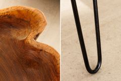 Einzigartiger Beistelltisch WILD 65cm natur Teakholz Hairpin Legs Couchtisch