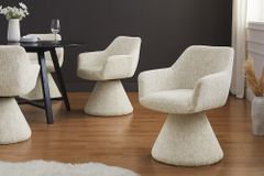 Drehbarer Stuhl AMBIENTO beige Chenille 180° mit Auto-Return Polsterstuhl