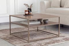 Moderner Couchtisch DURA STEEL 70cm greige Metall mit Ablagefach