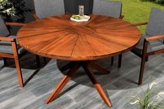 Runder Gartentisch KOPENHAGEN 140cm braun Akazienholz honey finish wetterfest