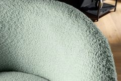 Drehbarer Design Sessel ALPINE salbei Bouclé 360° mit Armlehnen