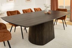 Design Esstisch GRAND 200cm dunkelbraun Mangoholz Bootsform mit Sockel