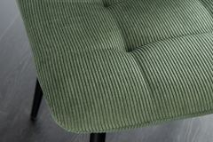 Moderner Design Stuhl TRES CHIC grün Cord schwarze Metallbeine Esszimmer