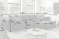 Modernes XXL Ecksofa CLAN 320cm anthrazit Samt Bigsofa inkl. Kissen