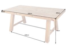 Massiver Esstisch FINCA 200cm vintage braun Pinienholz Industrial Design 8cm Tischplatte