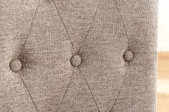 Design Stuhl CASA taupe Strukturstoff Massivholzbeine mit Zierknöpfen und Nackenrolle