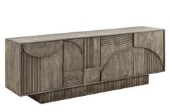 Design Sideboard ART DECO 170cm grau smoked Mangoholz massiv 3D-Front