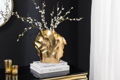 Handgefertigte Vase LIQUID 30cm gold Metall Hammerschlag Design