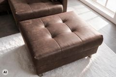 Modernes Ecksofa KENT 220cm braun Federkern Wohnlandschaft inkl. Hocker und Kissen