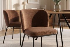 Design Stuhl LYON braun Chenille schwarze Metallbeine
