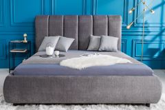 Design Bett MILANO 180x200cm grau Vogue Seiden Samtstoff