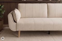 Schlafsofa DIVANI 220cm greige Strukturstoff 3-Sitzer mit Bettfunktion inkl. Kissen