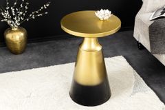 Design Beistelltisch ABSTRACT 60cm gold Metall gebürstet Patina Handarbeit rund Säulentisch