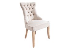 Eleganter Stuhl CASTLE beige Leinenstoff Landhausstil mit Komfortgriff