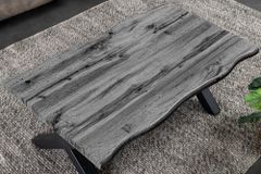 Industrial Couchtisch WILD 90cm grau Wildeichen-Design schwarz Metall Baumkante