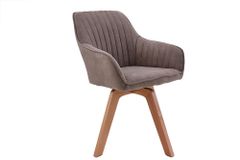 Drehbarer Design Stuhl LIVORNO vintage taupe Buchenholz Beine mit Armlehnen
