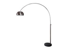 Ausziehbare Bogenlampe LOUNGE DEAL 170-210cm chrom gebürstet Marmorfuß Stehlampe