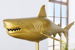 Maritime Skulptur HAI 103cm gold handmade Metall Design Haifisch